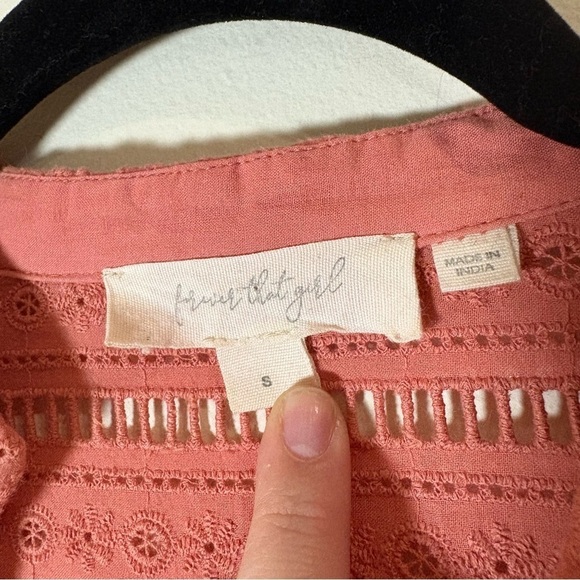 Anthropologie Forever That Girl Eyelet Mini Dress Pink Small - Picture 6 of 8